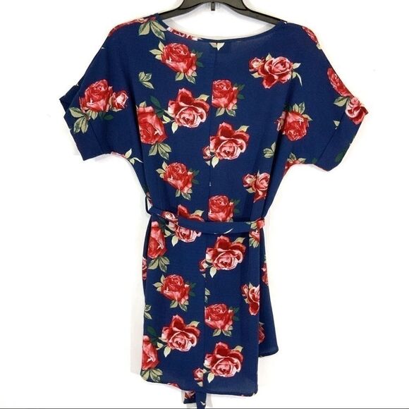 Christian Caliendo navy floral pull on dress S - Picture 4 of 5